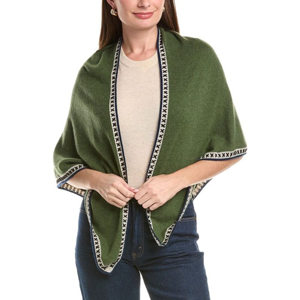 Forte Triangle 100% Cashmere Scarf Wrap, Green